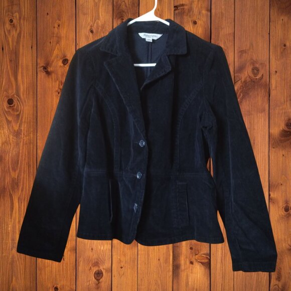 St. John's Bay Jackets & Blazers - ST. JOHN'S BAY WOMEN'S PM BLACK CORDUROY BUTTON FRONT BLAZER LONG SLEEVE